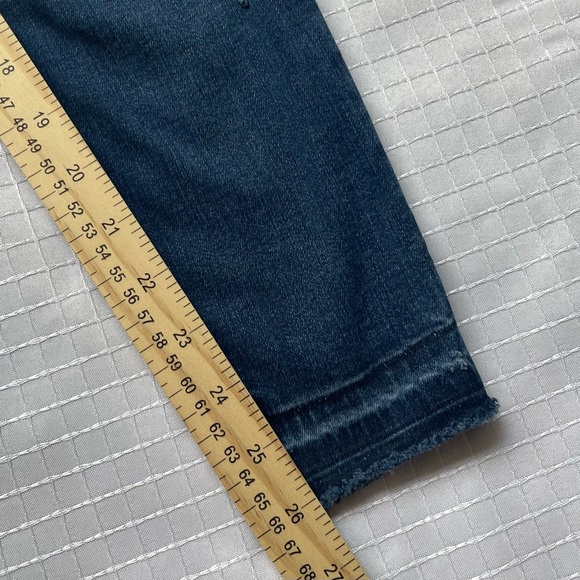 Spanx Blue Jean Jeggings Size Small Raw Hem Faux Front Pockets Distressed Flawed - Picture 8 of 14